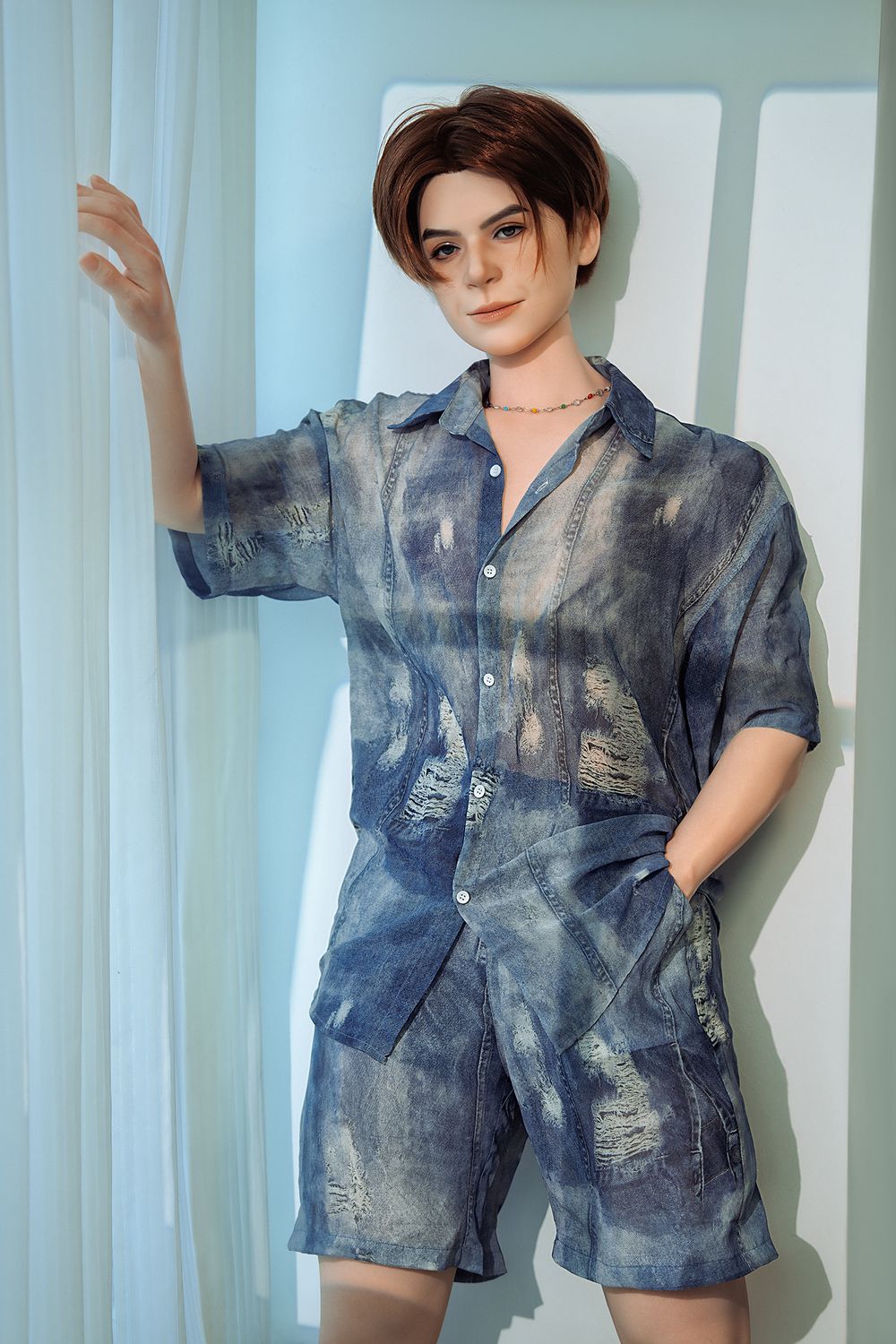 SY DOLL | 160cm(5.25’)- Full Silicone - Automatic Penis Insertion - Charming Handsome Realistic Gay Male Sex Doll - Logan