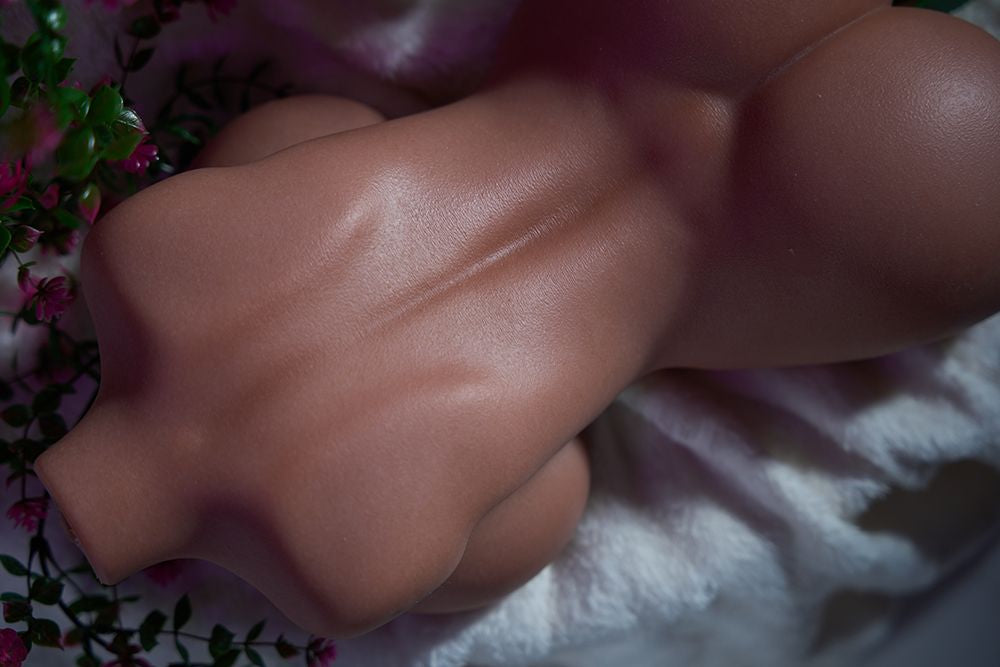 SY DOLL | 40cm (1.31') - Silicone - Big Breasts Elegance Voluptuous Tan Skin Realistic Half-Body Torso Sex Doll - Meroy