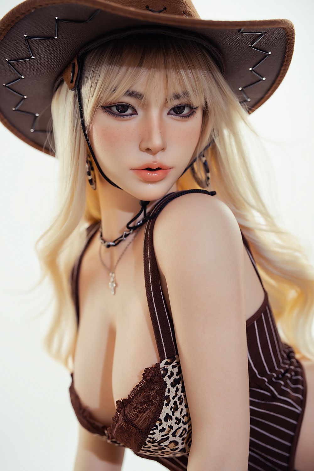 SY DOLL | 164cm ( 5.38’ ) - Full Silicone - M Series Sultry Vintage Blonde-hair Cowgirl-style Realistic Big Breasts Sex Doll - Rita