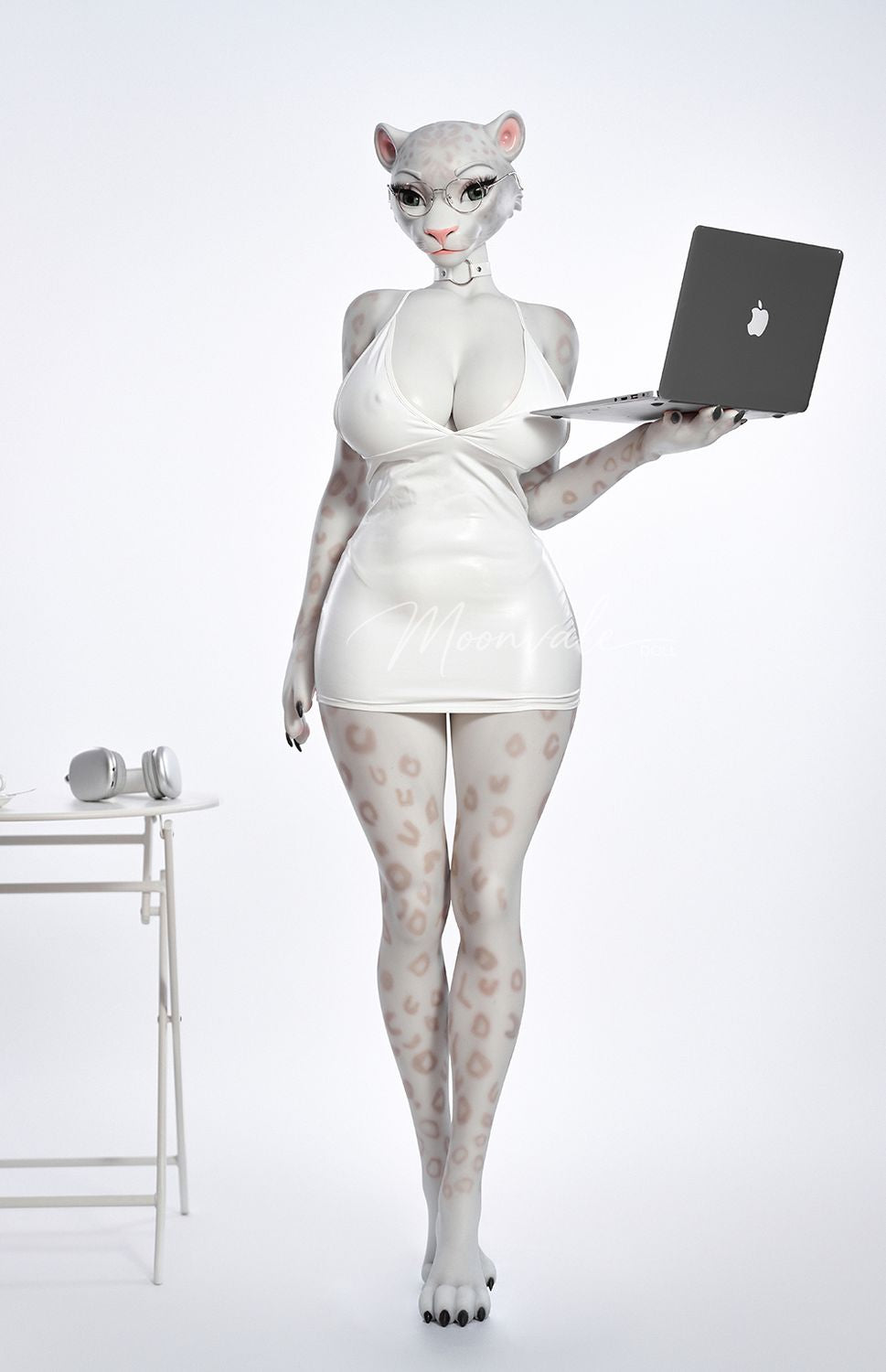 Moonvale Doll | 165cm ( 5.41’ ) - Full Silicone - Seductive Cool Office Lady White Panther Furry Realistic Big Breasts Sex Doll - Velara