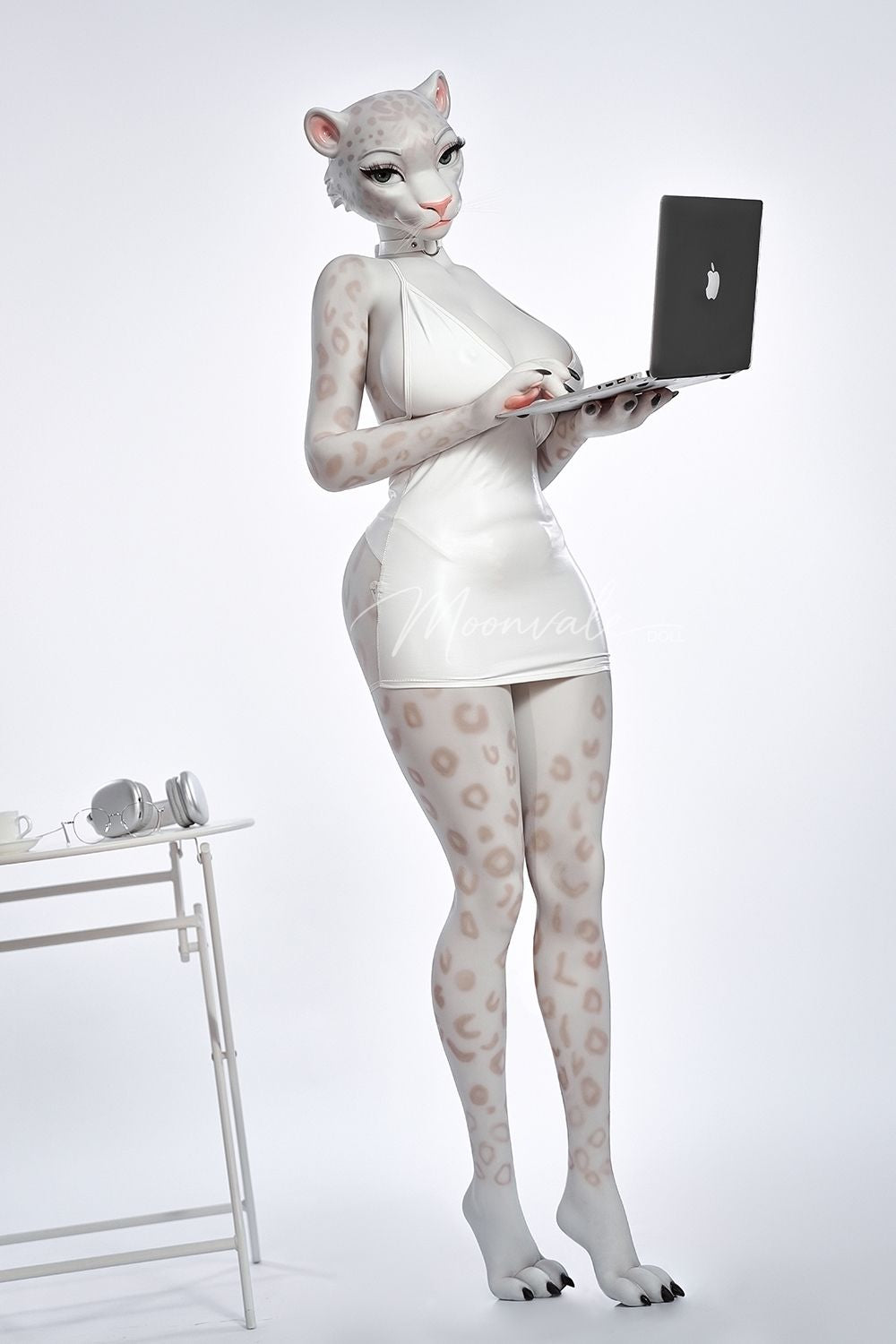 Moonvale Doll | 165cm ( 5.41’ ) - Full Silicone - Seductive Cool Office Lady White Panther Furry Realistic Big Breasts Sex Doll - Velara