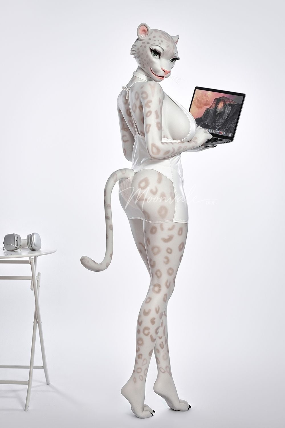 Moonvale Doll | 165cm ( 5.41’ ) - Full Silicone - Seductive Cool Office Lady White Panther Furry Realistic Big Breasts Sex Doll - Velara