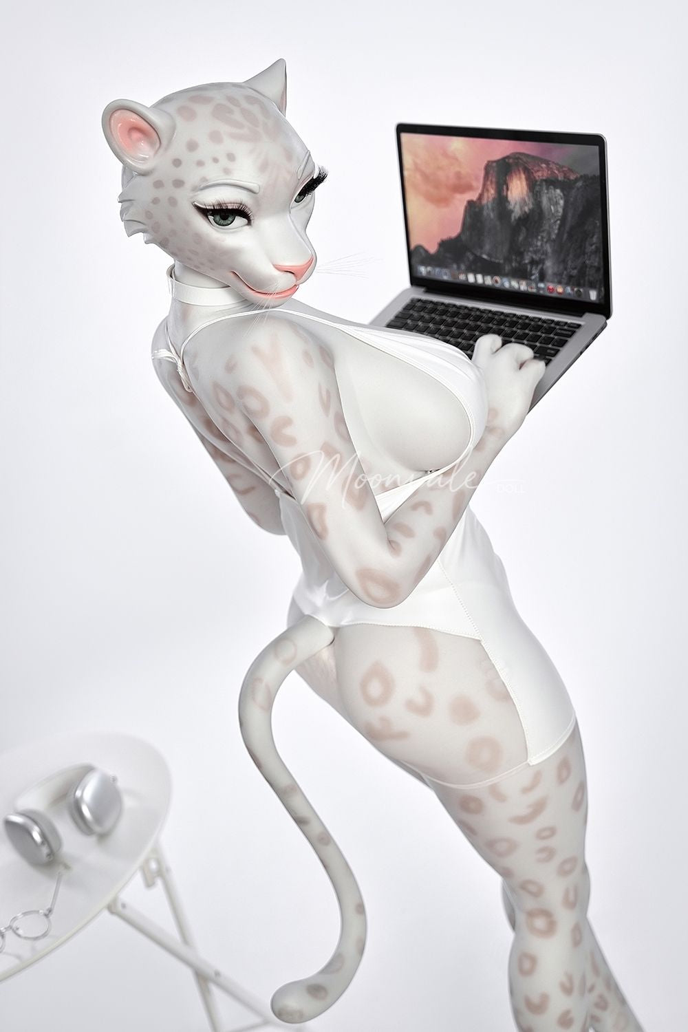 Moonvale Doll | 165cm ( 5.41’ ) - Full Silicone - Seductive Cool Office Lady White Panther Furry Realistic Big Breasts Sex Doll - Velara