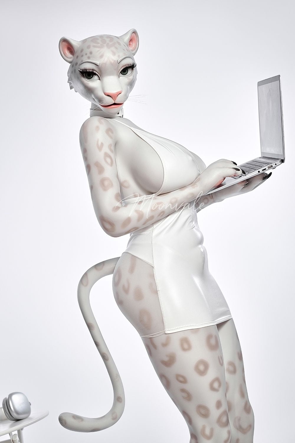 Moonvale Doll | 165cm ( 5.41’ ) - Full Silicone - Seductive Cool Office Lady White Panther Furry Realistic Big Breasts Sex Doll - Velara