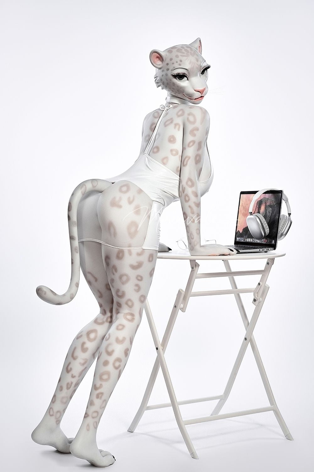 Moonvale Doll | 165cm ( 5.41’ ) - Full Silicone - Seductive Cool Office Lady White Panther Furry Realistic Big Breasts Sex Doll - Velara