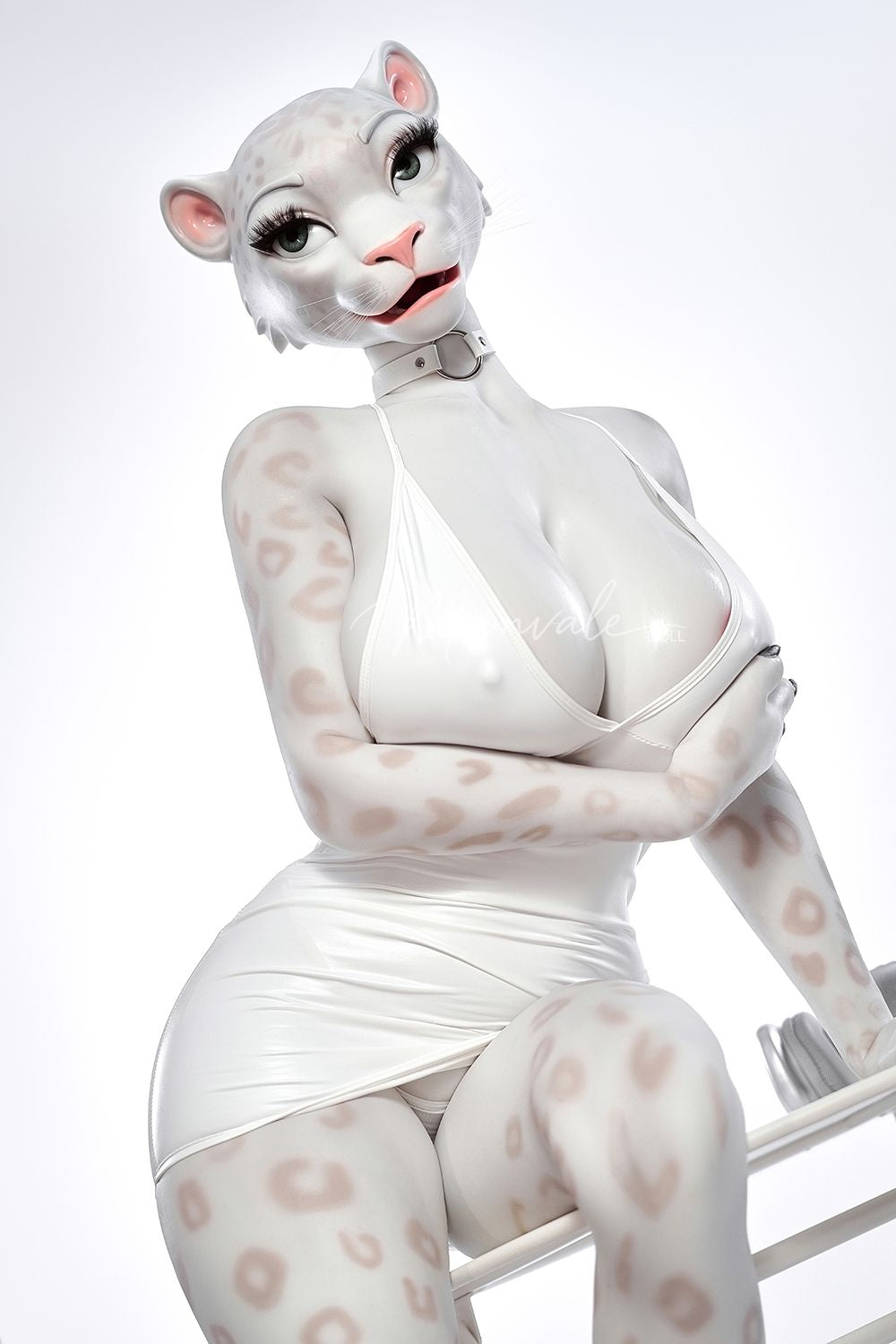 Moonvale Doll | 165cm ( 5.41’ ) - Full Silicone - Seductive Cool Office Lady White Panther Furry Realistic Big Breasts Sex Doll - Velara