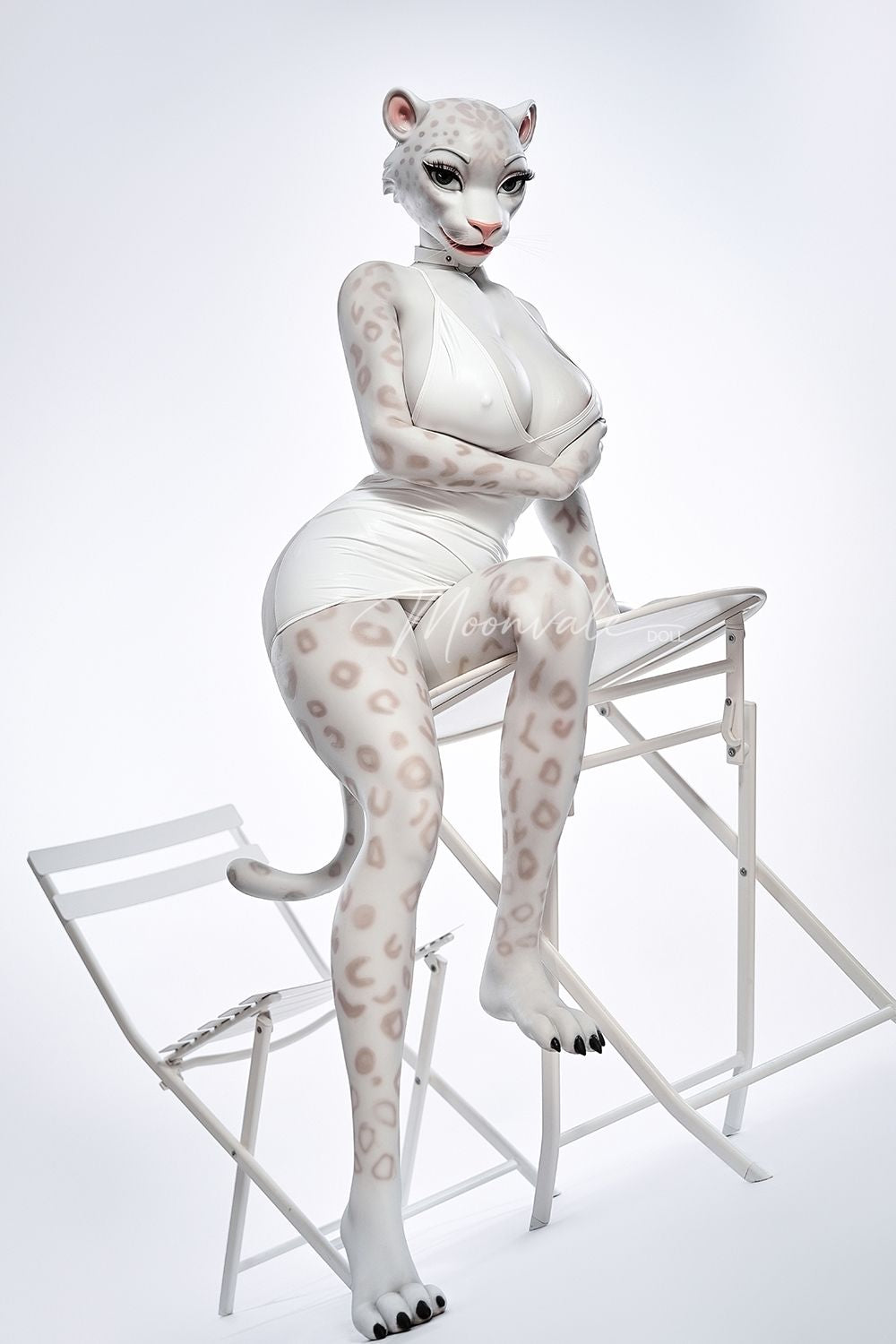 Moonvale Doll | 165cm ( 5.41’ ) - Full Silicone - Seductive Cool Office Lady White Panther Furry Realistic Big Breasts Sex Doll - Velara