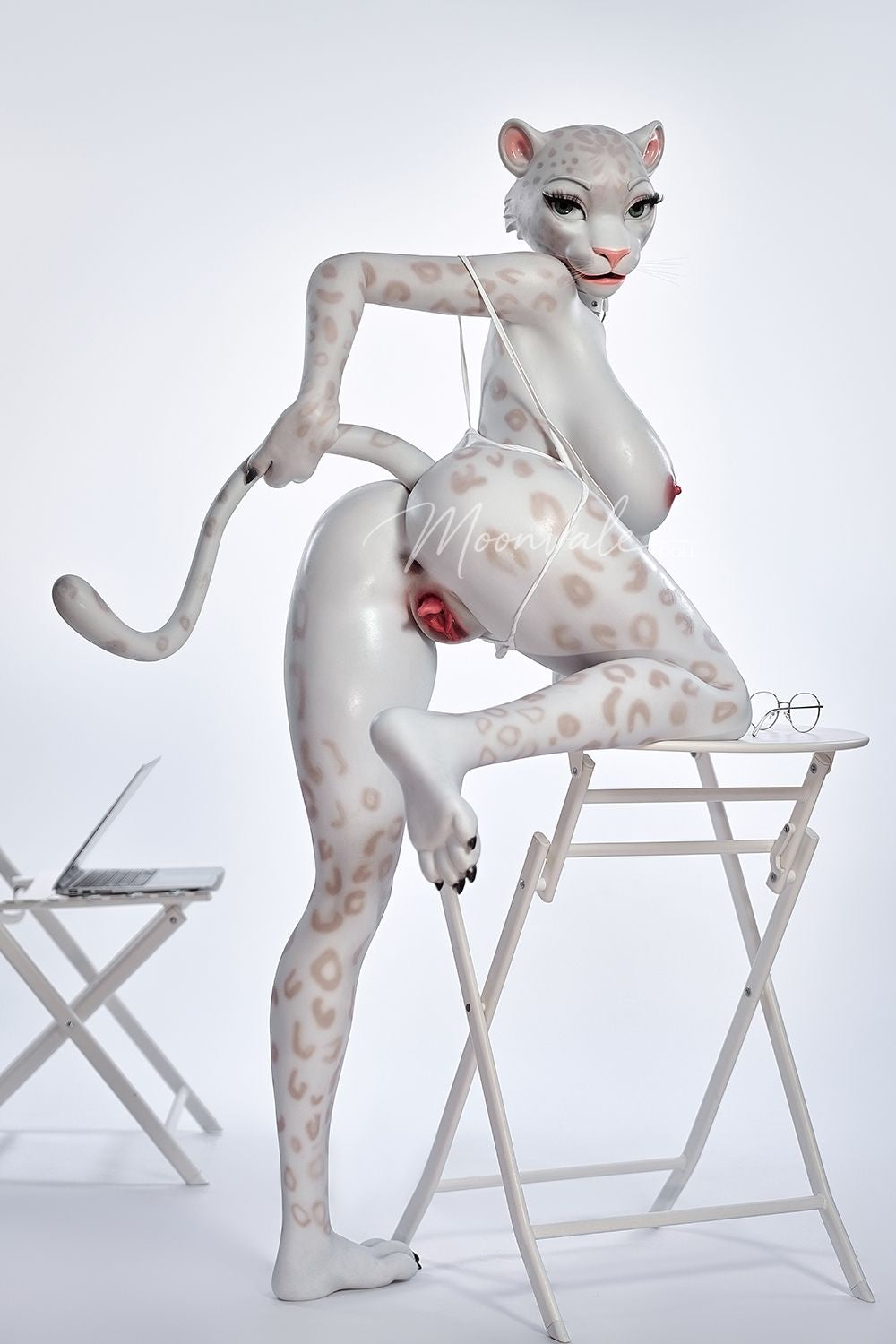 Moonvale Doll | 165cm ( 5.41’ ) - Full Silicone - Seductive Cool Office Lady White Panther Furry Realistic Big Breasts Sex Doll - Velara