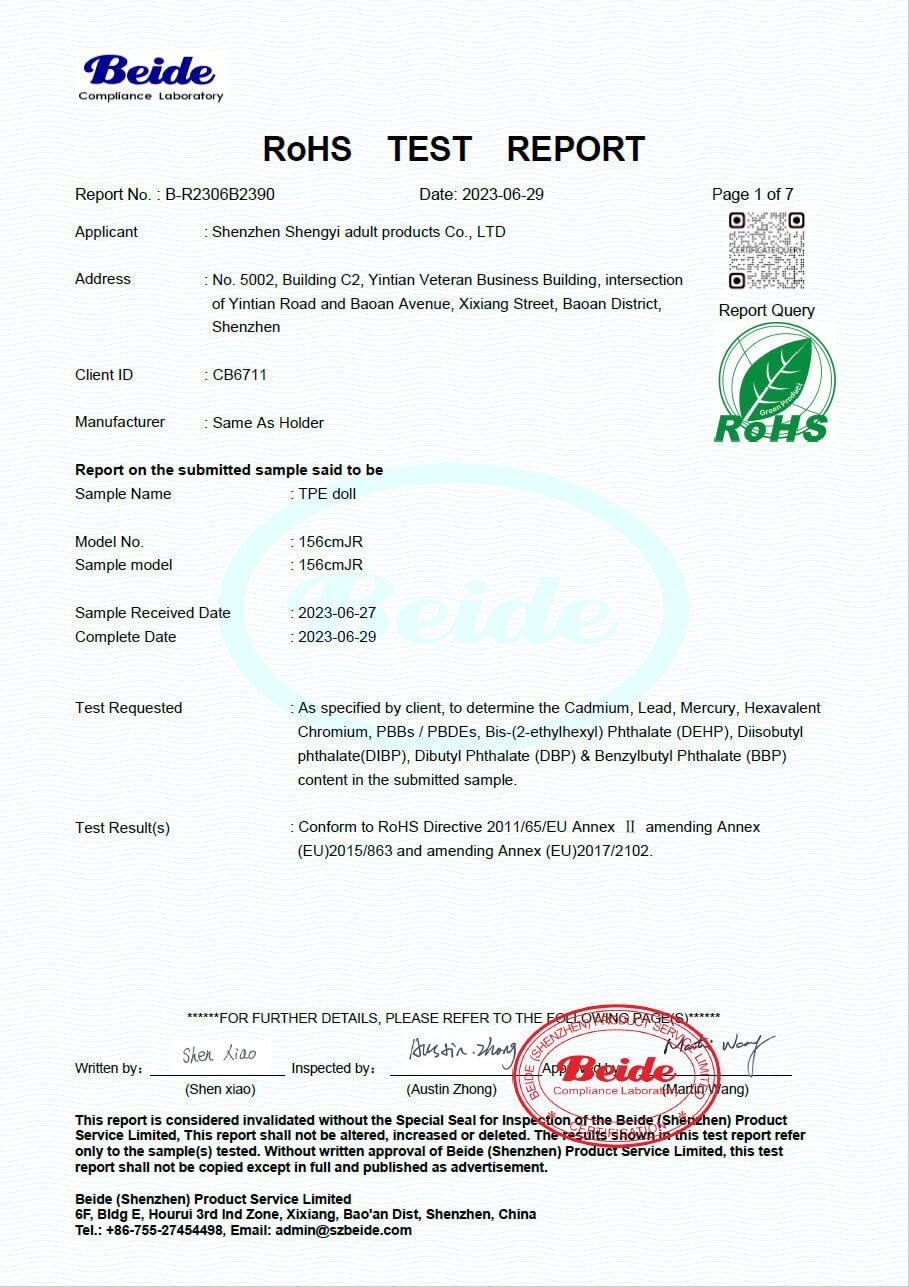 RoHS 2.0 Test Report. Click here to open PDF file